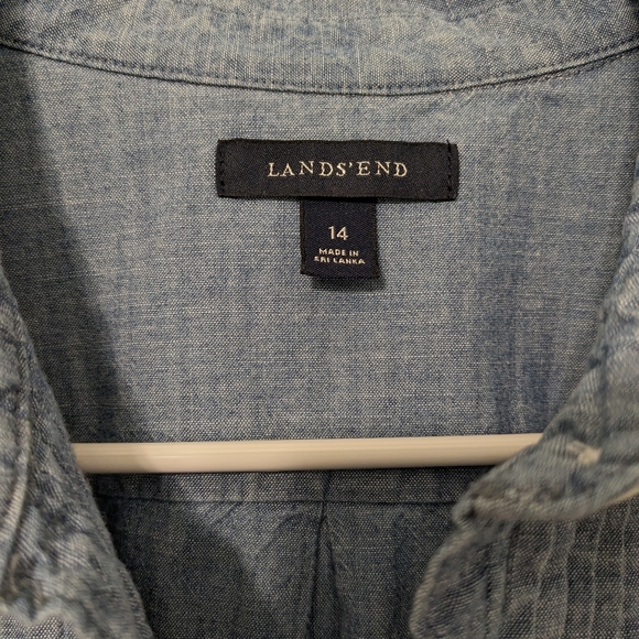 Lands End Collared Button-Down Denim Dress Size 14 - Picture 2 of 3